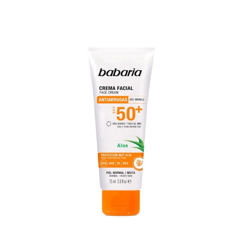 Babaria Aloe Facial Sun Cream SPF50+ Normal To Mix Skin 75ml