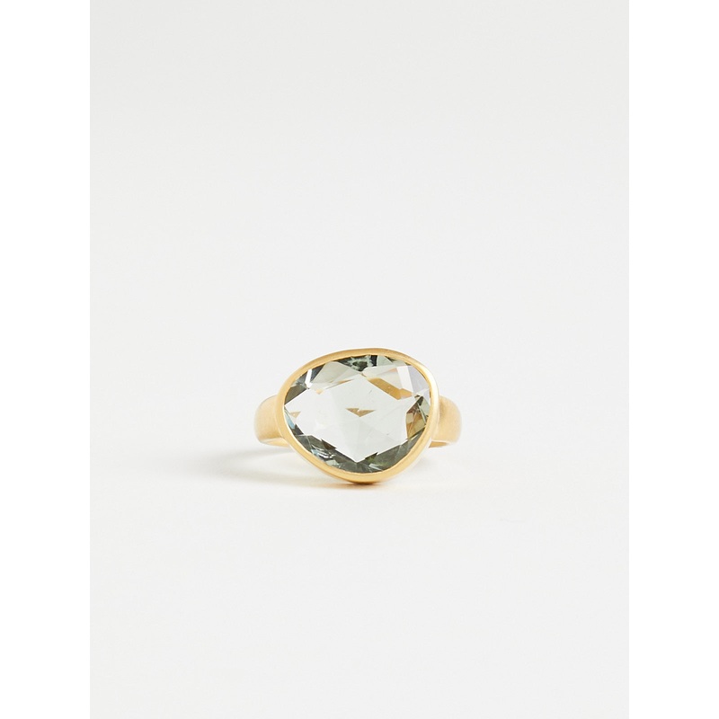 Greek Ring in 18k Gold with Green Amethyst