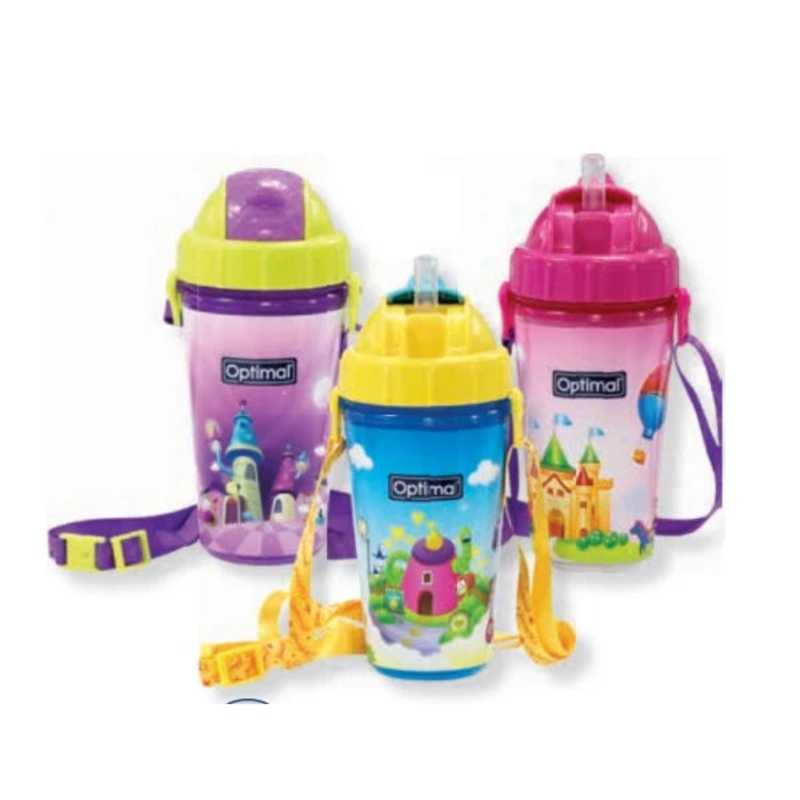 Optimal Silicone Straw Bottle 250Ml Blue ‘Pink ‘Purple