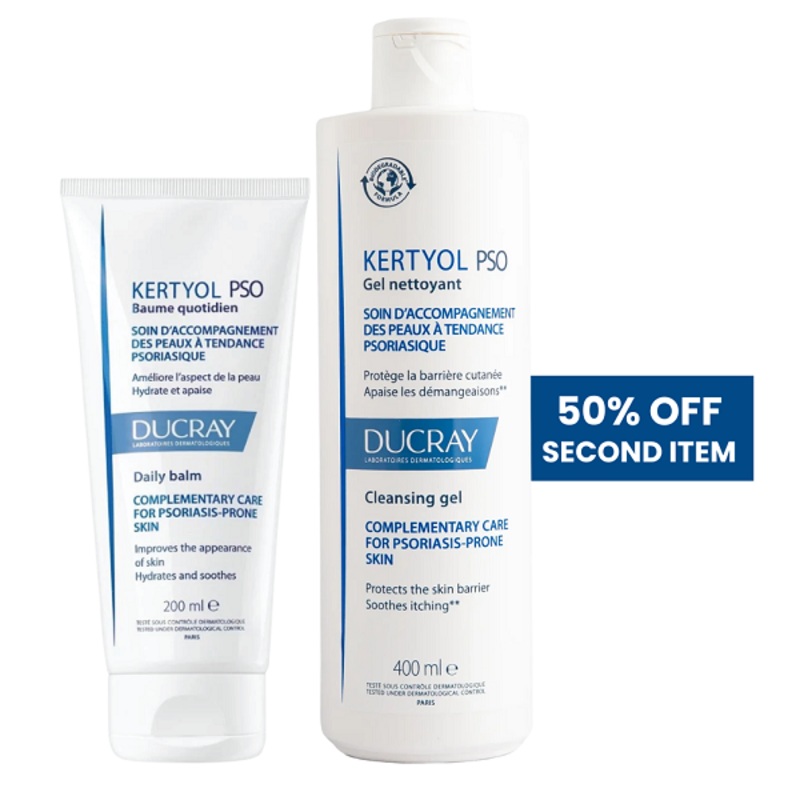 Ducray – Kertyol PSO Daily Balm + Cleansing Gel ( -50% Off Seconf Item )