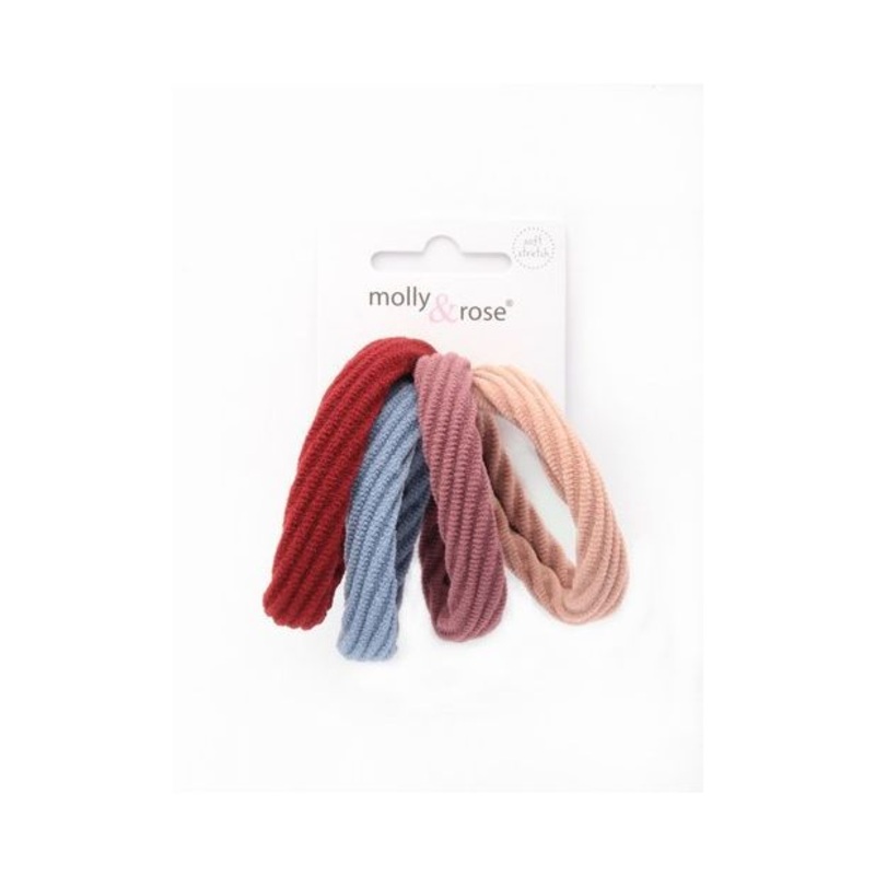 Molly & Rose Item 7821 Textured elastics – Autumn mix – 1cm thick – Card of 4