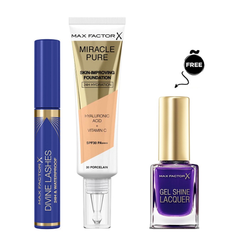 Max Factor – Miracle Pure Skin Foundation & Masterpiece Divine Mascara Bundle