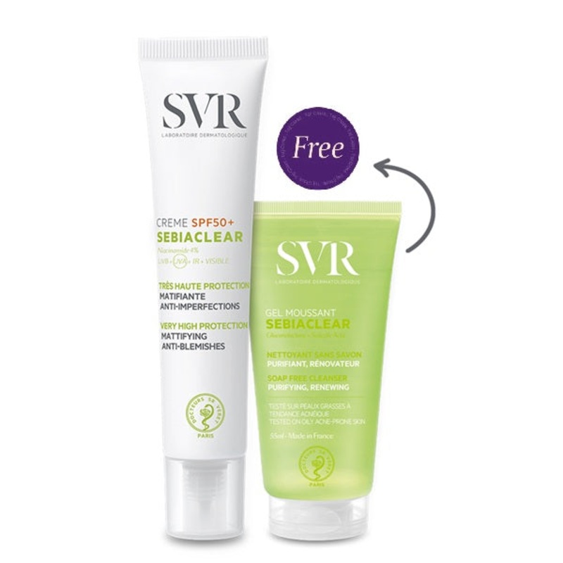 SVR Sebiaclear Cream SPF50+ 40ml + Free Sebiaclear Gel 55ML