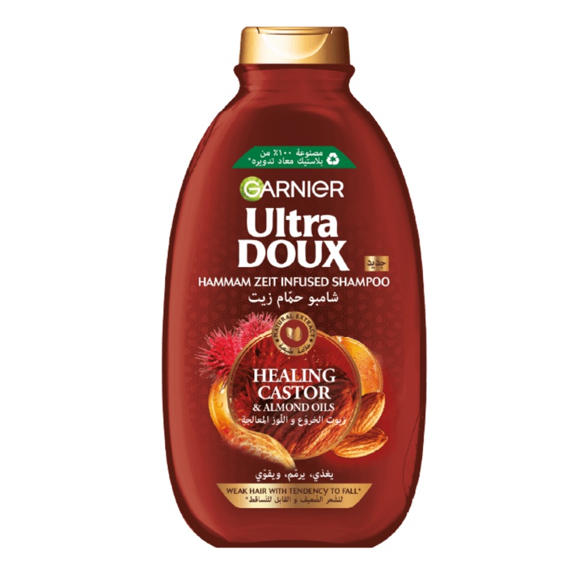 Garnier Ultra Doux Healing Castor & Almond Oils Weak Hair With Tendency To Fall Shampoo 400ml
