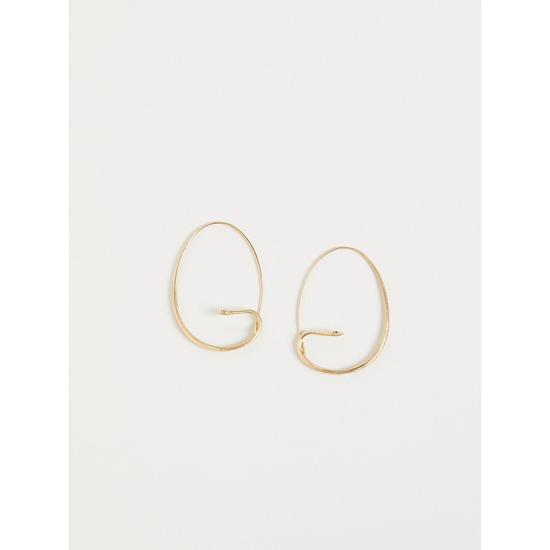 Small Snake Hoop Earrings in 18k Yellow Gold with Champagne Diamond Eyes
