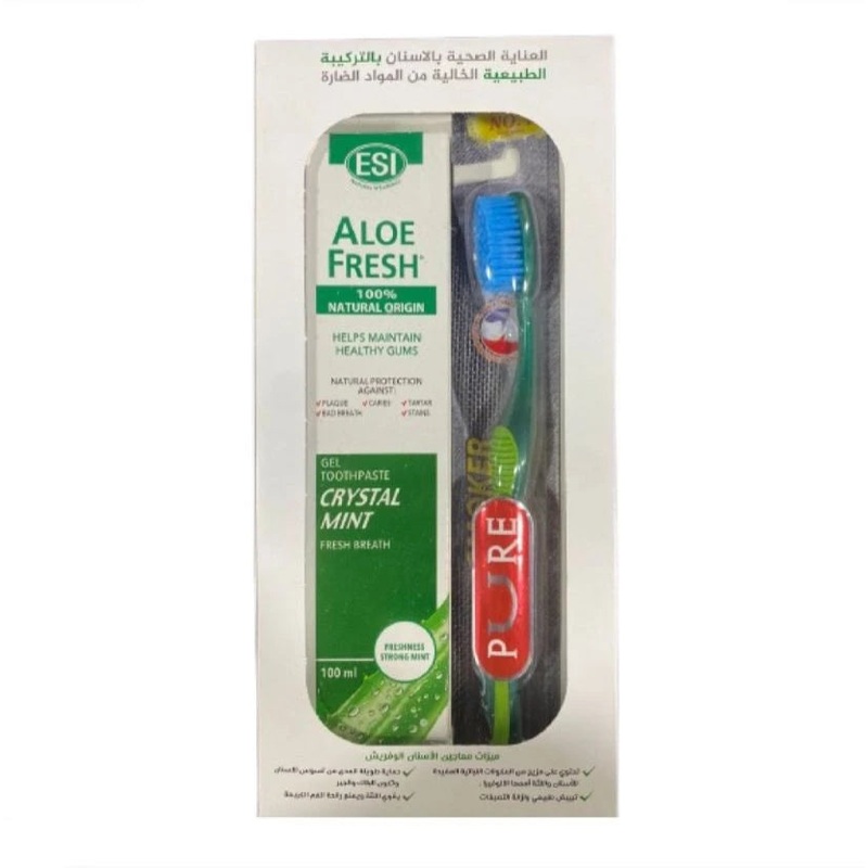 Aloe Fresh Crystal Mint Toothpaste 100ml +  Smoker Toothbrush Free