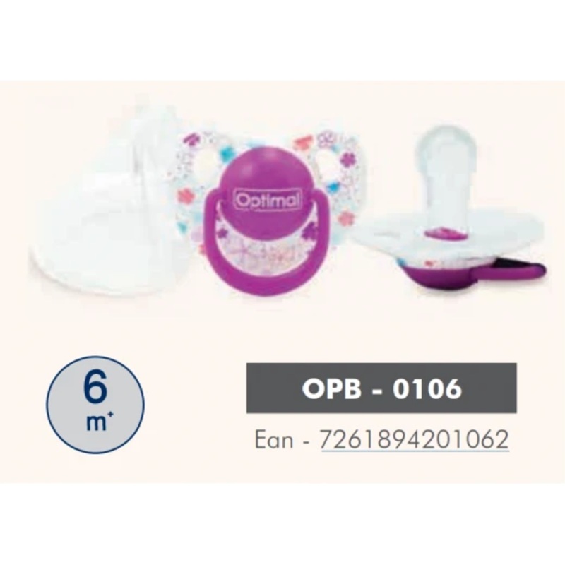 Optimal Round Nipple Silicone Pacifier 6+ Blue ‘Pink ‘Purple