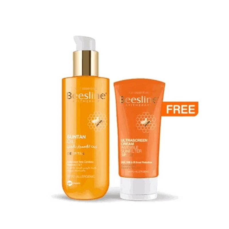 Beesline Suntan Oil + Free Ultrascreen Cream Invisible Sunfilter Spf 50 Offer