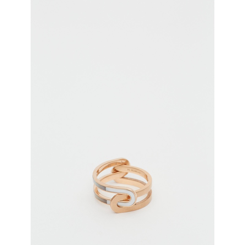 Rose Gold treintes Ring with White Mother of Pearl