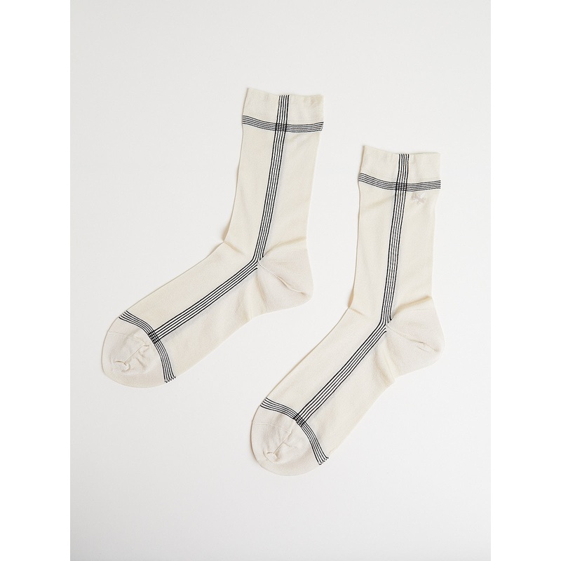 Side Line Silk Socks in Ivory