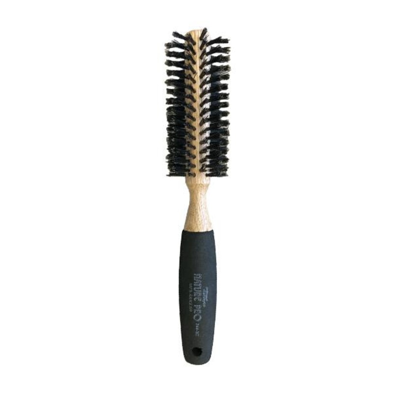 Dannyco — Circular brush with natural boar bristles, sponge-covered handle – Large