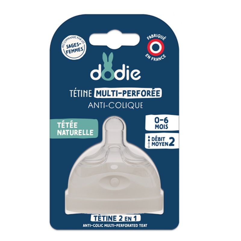 Dodie – Teat Biomimicry Teat & Ring 0-6 months 2 Medium Flow
