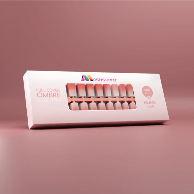Full Cover Ombre Nail Tips – Square Nude 2N