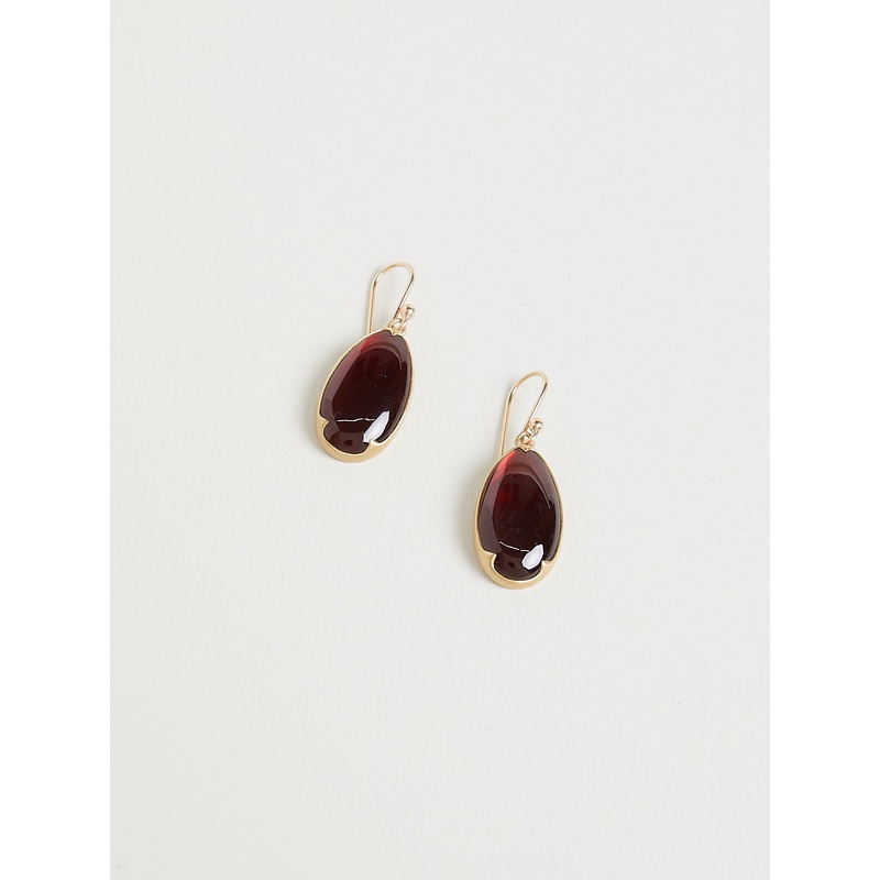 Pear Garnet Earrings in 18k Yellow Gold