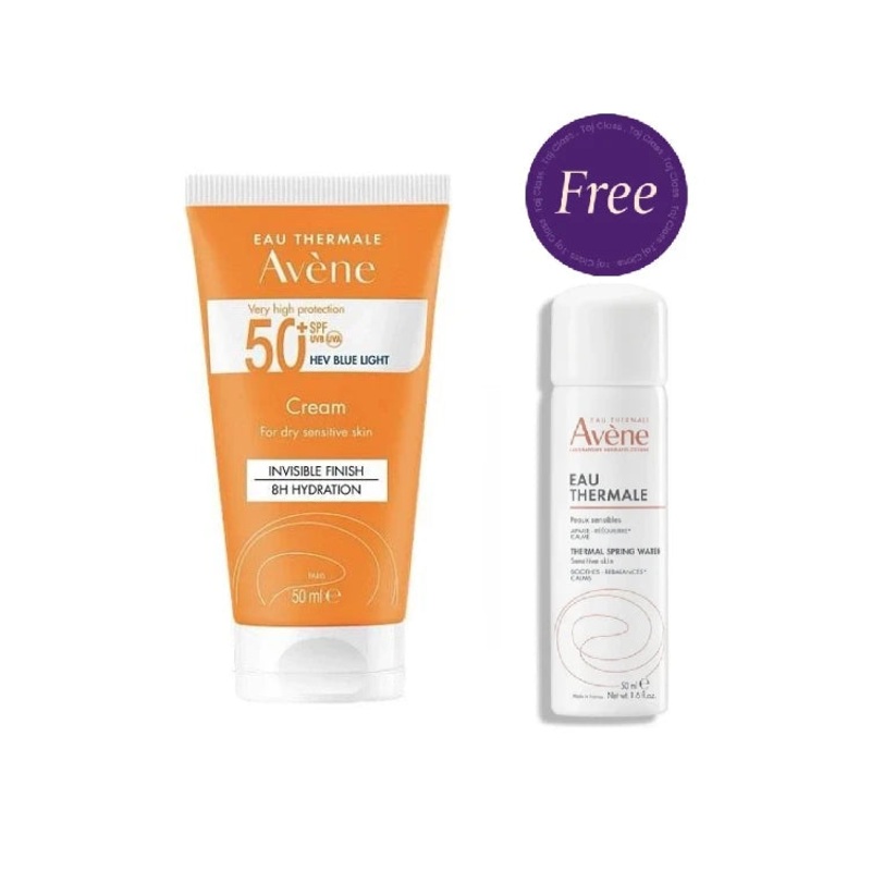 Avene Cream Spf 50+ 50ml Sunscreen + Free Thermal Water Spray 50ml