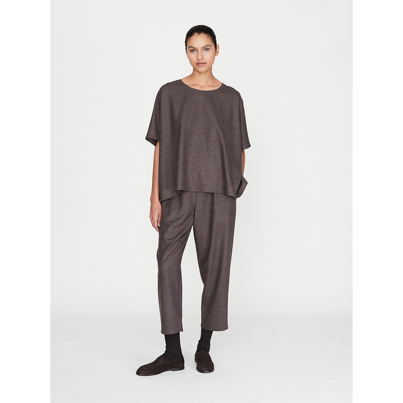 Flannel Carrot Pants in Dark Taupe