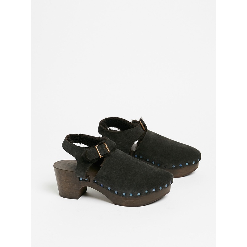 Zoccolo Clog Accollato Alto Fondo Scuro in Dark Brown