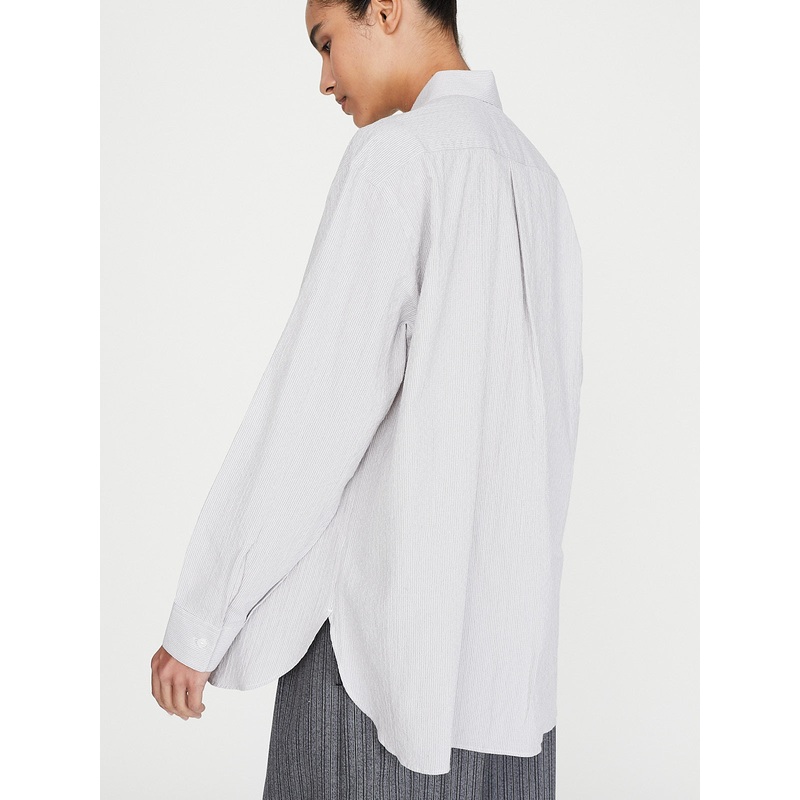 Handmade Classic Collar Shirt in Cream with Blue Checks