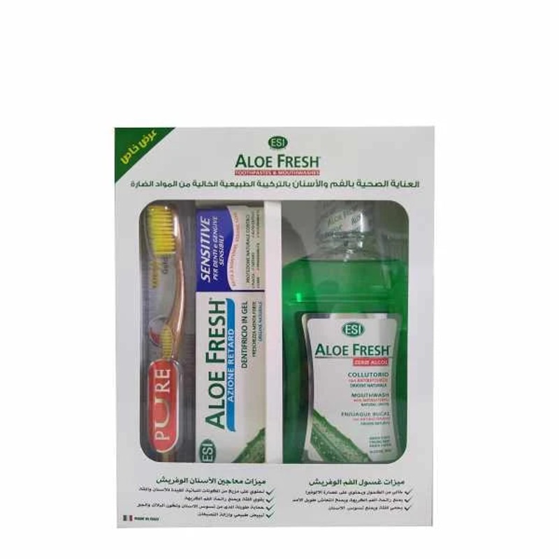 ESI Aloe Fresh Sensitive Gel Toothpaste Offer (sensitive 100ml+mouth Wash 500ml +wow Gold Toothbrush Free)