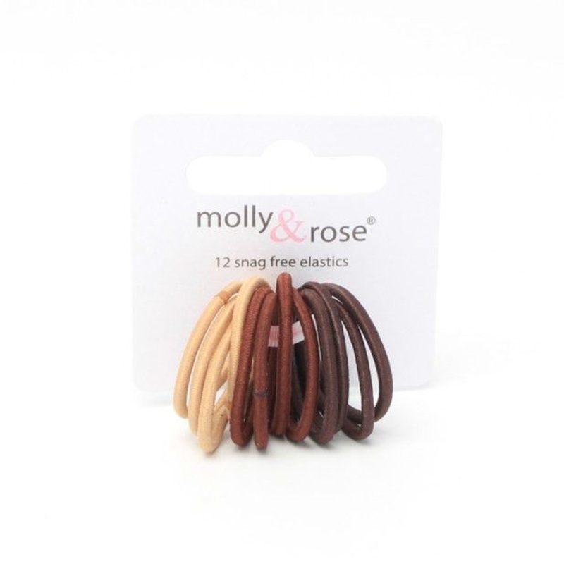Molly & Rose Item 8093 Mini elastics – Browns – 2mm thick – Card of 12