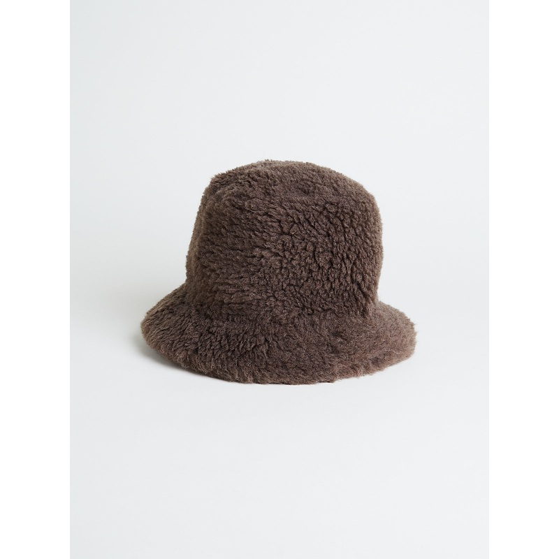 Sherpa Wool Bucket Hat in Taupe