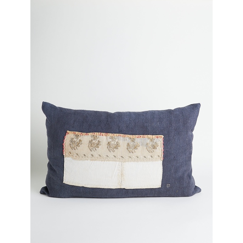 Embroidered Cushion in Blue