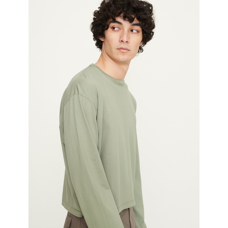 Round Neck T-Shirt Long Sleeves in Argile