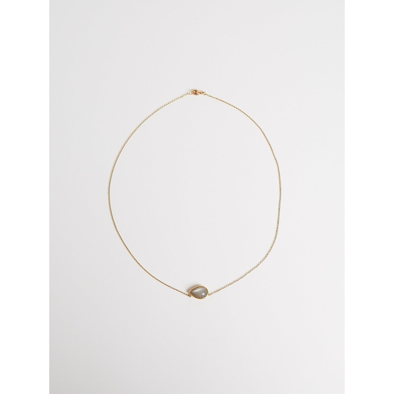 Necklace in 18k Yellow Gold with Grey Moonstone Pendant