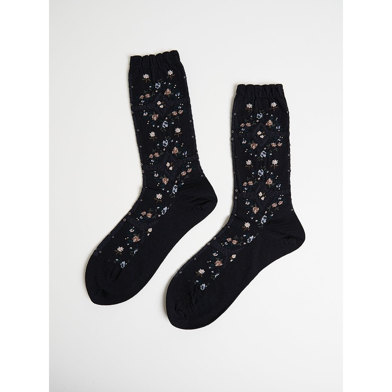 Rose Wall Socks in Black