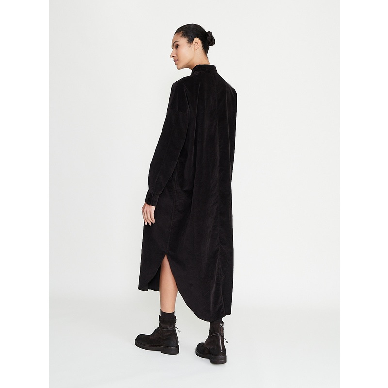 Long Shirt Dress V in Chocolate