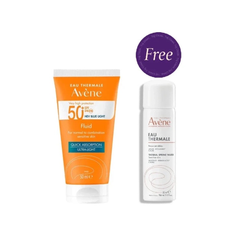 Avene Fluid Sunscreen SPF 50+ 50ml + Free Thermal Water Spray 50ml