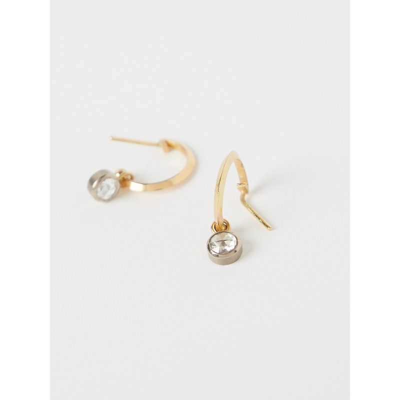 Small Gypsy Earrings In 18k Yellow Gold With Rose Cut Diamonds