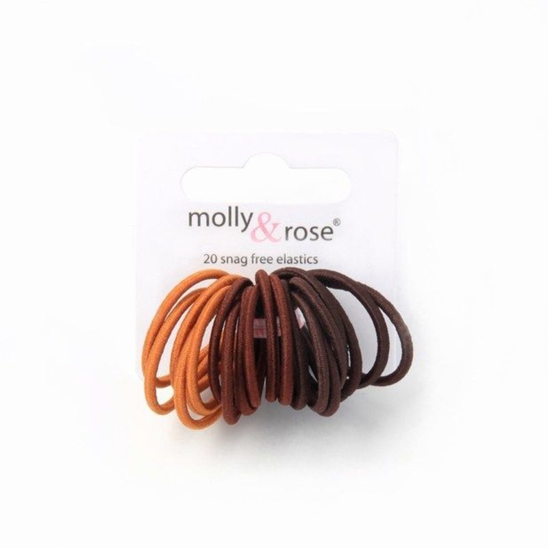 Molly & Rose Item 8084 Mini elastics – Browns – 2mm thick – Card of 20