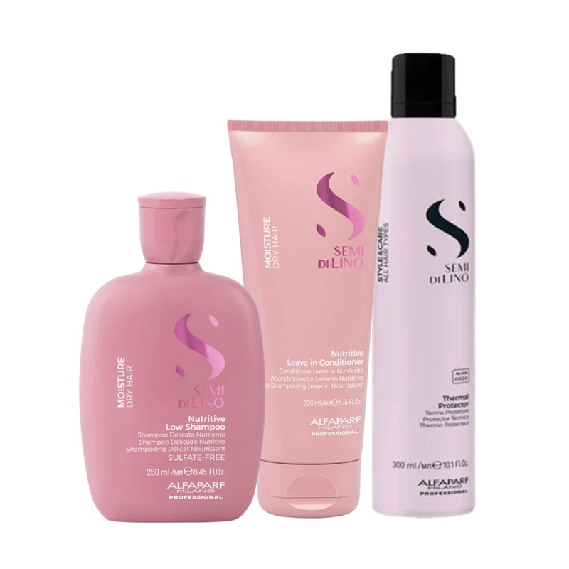 Millies Exclusive Alfaparf Semi Di Lino Nutritive Trio with Complimentary Thermal Protect