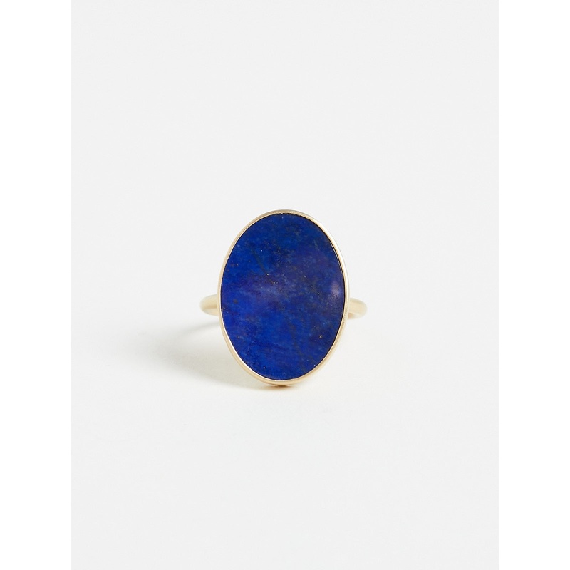 Oval Lapis Slab Ring in 18k Yellow Gold