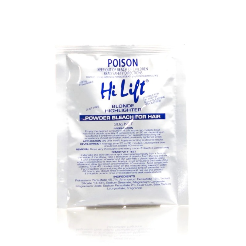 HI LIFT PROFESSIONAL BLONDE HIGHLIGHTER POWDER BLEACH WHITE SACHET 30G*CLEARANCE