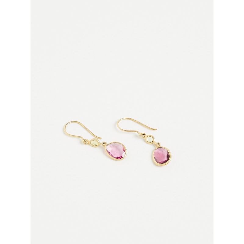 A New Day Double Drop Earrings in 18k Yellow Gold with Pink Sapphire