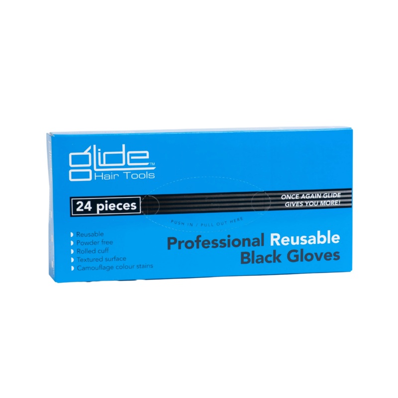 GLIDE Professional Reusable Black Gloves 24 Pack | Various Sizes
