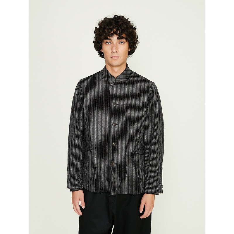Long Walks Jacket in Black Striped Heavy Coutil