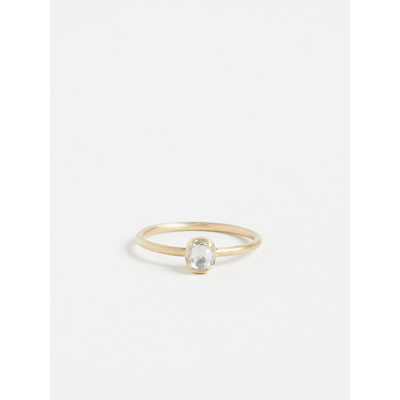 0.36ct Round Rose Cut Clear Diamond Ring in 18k Yellow Gold