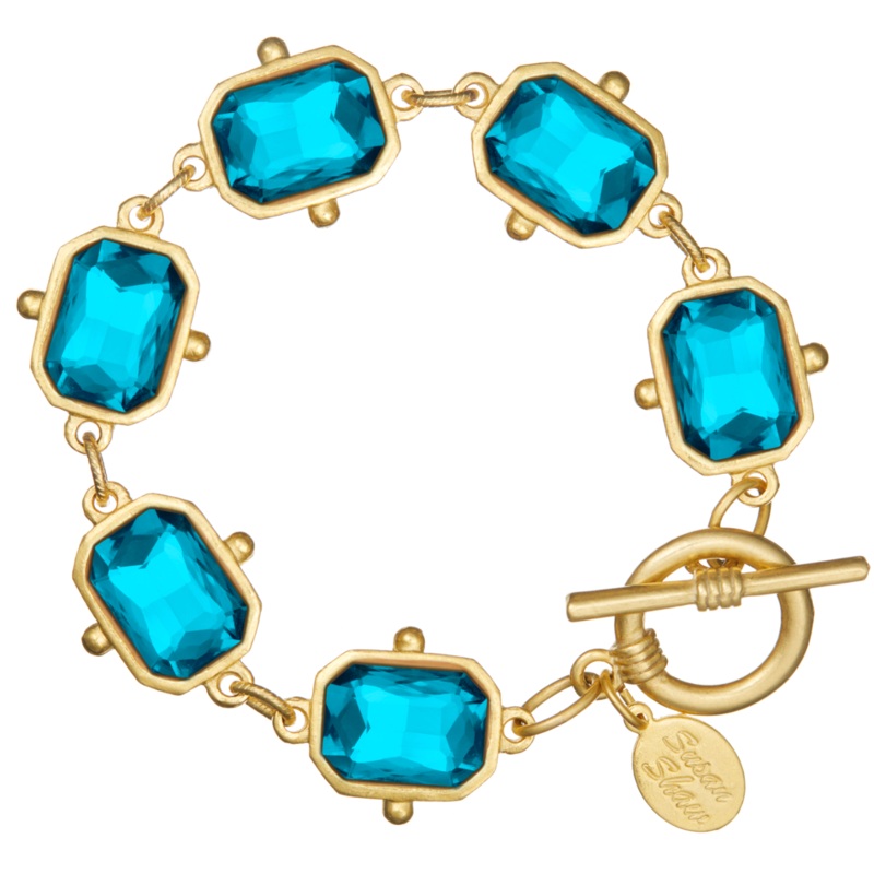 Handcast Gold Rectangle Crystal Bracelet