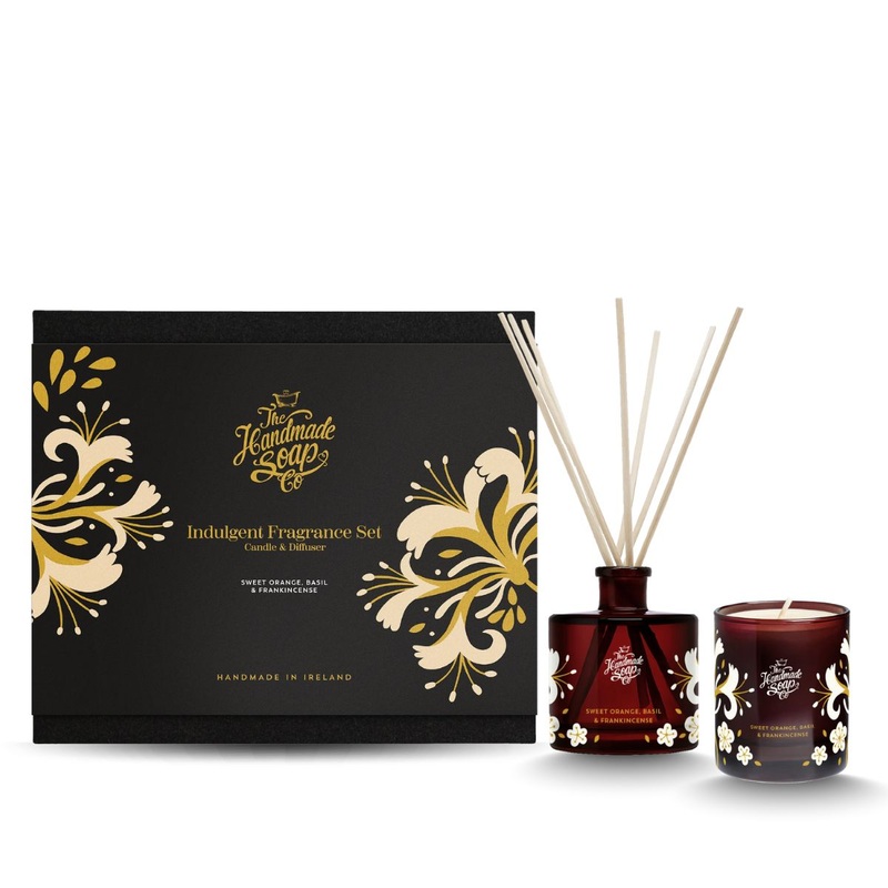 The Handmade Soap Company New Limited Edition Indulgent Candle & Diffuser Giftset – Sweet Orange ,Frankincense & Basil