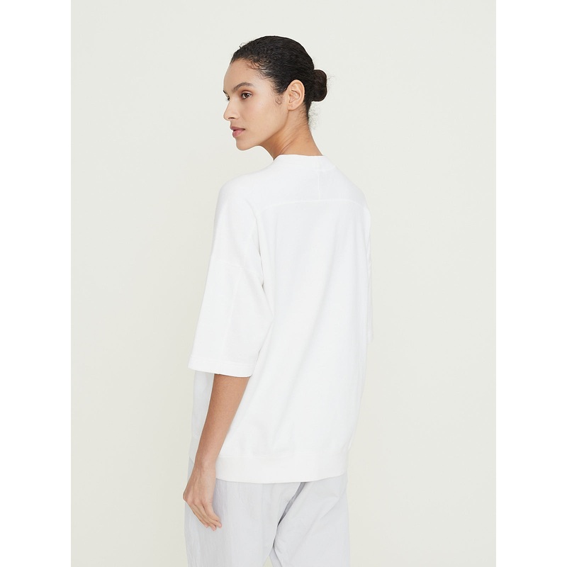 Back Line Sweatshirt Half Sleeve in Off White