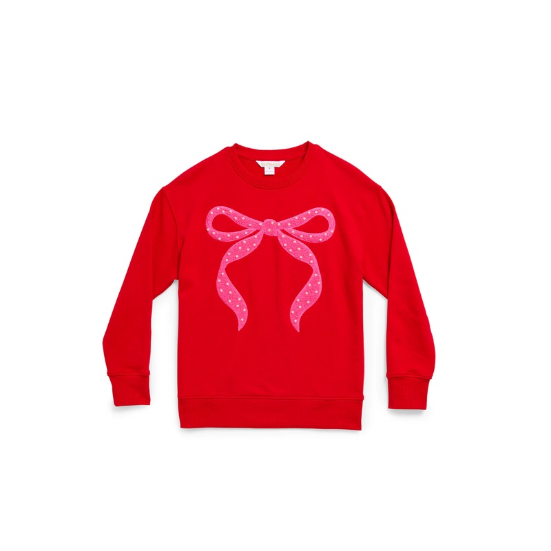 Pearl Bow Classic Sweatshirt, Red