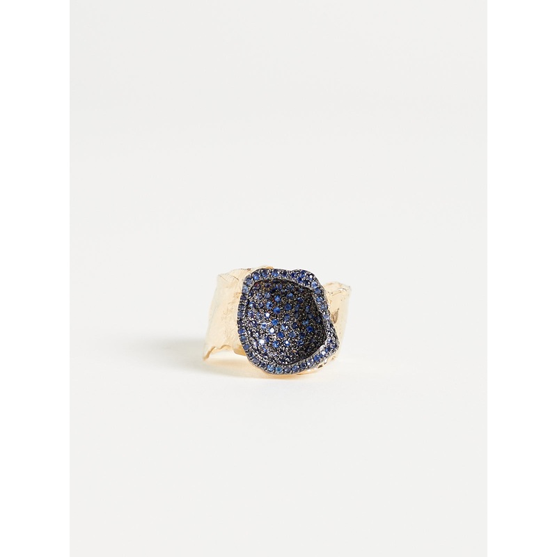 Pleione Ring in 14k Yellow Gold with Blue Sapphire Pav