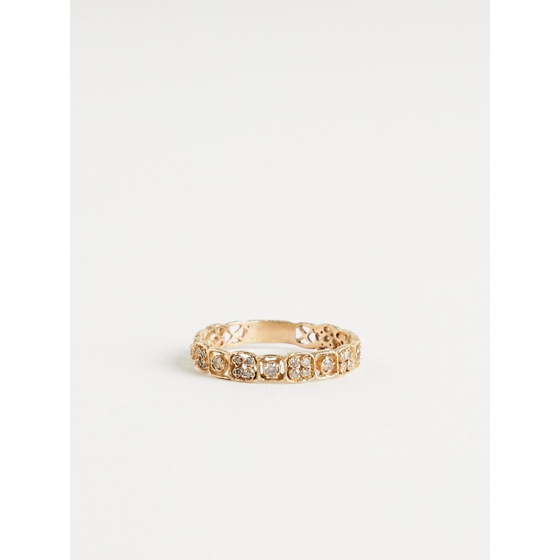 1256 Ring in 14k Yellow Gold with 35 Brown Diamonds