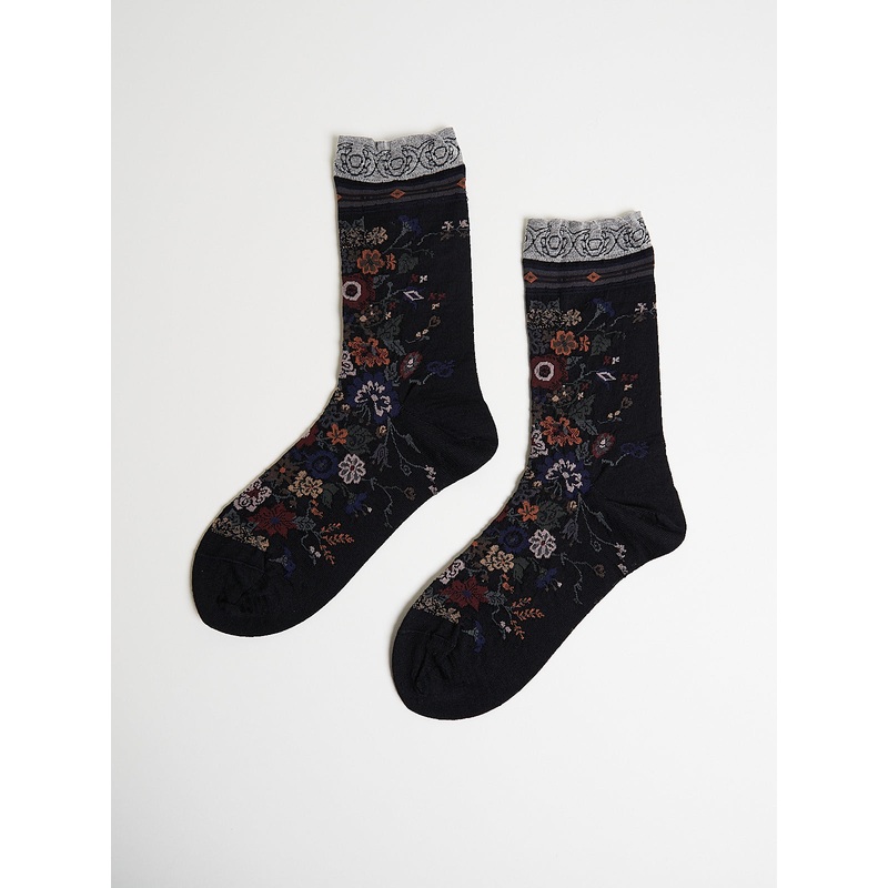 Happy Flower Socks in Black