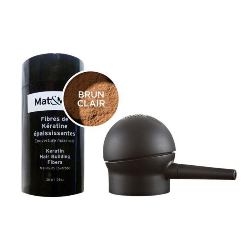 Mat&Max — Keratin hair fibers .98oz – Light brown + Applicator