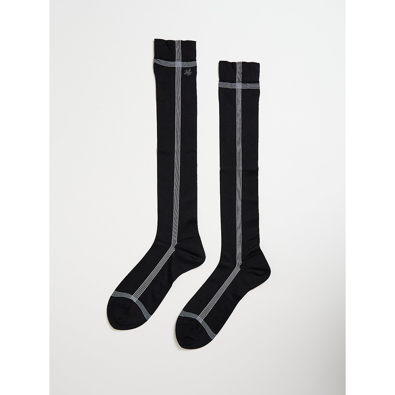 Side Line Silk High Socks in Black