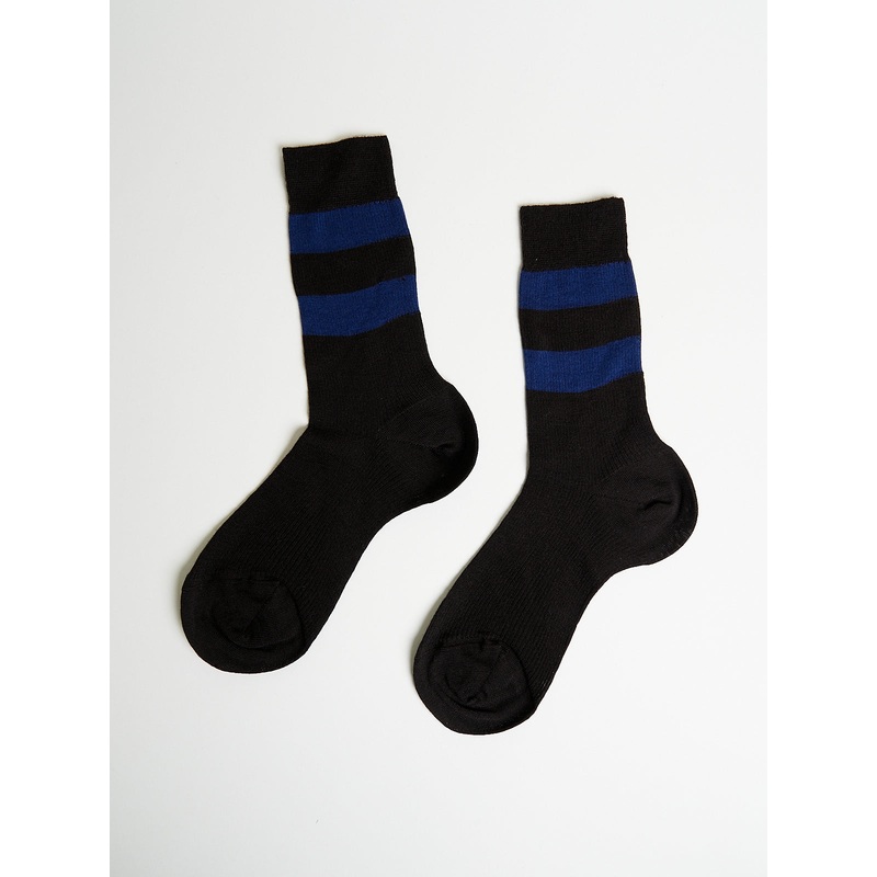 Wool Stripe Sock in Brown/Blue